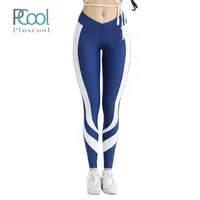אישה סגנון חדש כחול ולבן פיצול משותף ספורט כושר יוגה חותלות מכנסיים