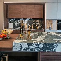 Armoires de cuisine modernes en MDF brillant CBMmart, stratifiées, style Shaker personnalisé, avec robinet, tiroir et panier de rangement
