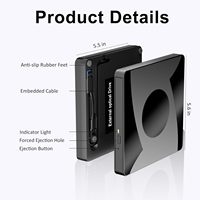 Drive Pembakar DVD Eksternal USB 3.0 & Type-C, Penulis CD DVD Portabel Tipis, Drive Optik untuk Laptop, Desktop PC, Windows, MacOS, Linux
