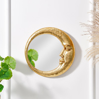 Miroir mural en résine en forme de lune, style rétro doré, pour chambre et salon