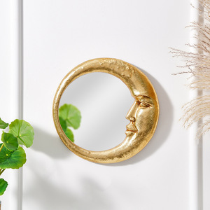 Miroir mural en résine en forme de lune, style rétro doré, pour <span class=keywords><strong>chambre</strong></span> et salon - Product Image 5