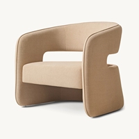 GIA Nouveau design Chaise simple à dossier ouvert Salon Chaise en tissu blanc Mobilier d'intérieur Fauteuil canapé simple à dossier incurvé souple