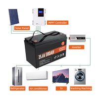 Batterie LiFePO4 personnalisée en stock UE 24V 25.6V 12.8V 100Ah 200Ah 300Ah 400Ah avec BMS, batterie solaire lithium-ion à décharge profonde