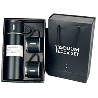 Bouteille isotherme sous vide, gourde, tasse à café, gobelet en acier inoxydable, coffret cadeau avec 3 couvercles