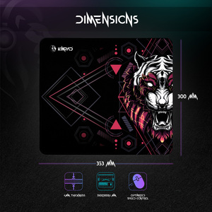 TechSide Kimpad ProEdge Series <b>Gaming</b> Mousepad-TIGER BIANCA/ROSSA 35x30x4mm Natural Rubber Waterproof Edges Model KMP353T_P - Product Image 2