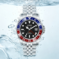 Reloj de Diseño GMT con Movimiento Mecánico Automático, Acero Inoxidable, Cristal de Zafiro, Resistente al Agua 100M, Esfera Luminosa