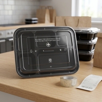 Boîtes de conservation alimentaire en plastique jetables rectangulaires multi-tailles avec couvercles réutilisables, contenants pour repas à emporter