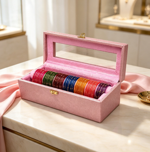 Luxury Bangle Display <b>Box</b>, Flip Lid Design with <b>Bracelet</b> Cushion Roller, Jewelry Storage Case <b>for</b> Ethnic Bangles and Collection - Product Image 3