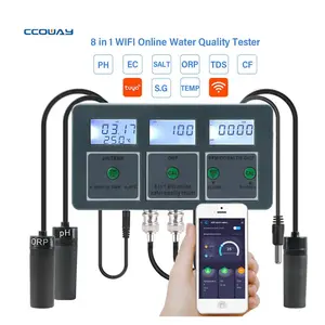 PH EC TDS SALT S.G. Temp ORP FF Meter WIFI Control Water Quality Tester 8-in-1 Multifunction Smart Monitor for Aquarium