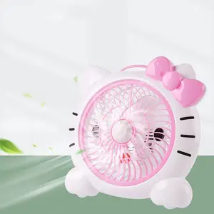 Toptan karikatür Hello Kitty 220V masa soğutucu Fan dişli kutusu tipi egzoz taşınabilir küçük elektrikli masa hayranları