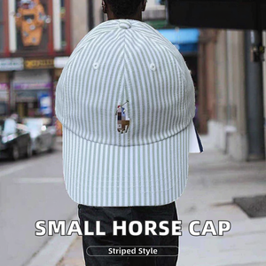 European American Small Horse logo Scannable Striped 6-panel <b>PVC</b> Baseball Cap Soft <b>Top</b> Fashionable Common Image Adjustable - Product Image 2