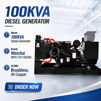 Générateur diesel à vendre, type silencieux ou type à châssis ouvert, 100 kVA, démarrage automatique, panneau de commande intelligent ATS, 50 Hz 60 Hz