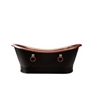 New Modernist Top Selling Antique Two tone Oval Bathtub Freestanding Solid Copper Durable Deep Soaking Bathtub with Round Rings - Product Image 6