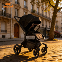 Poussette de luxe Land Leopard en alliage d'aluminium, haute qualité, durable, roues arrière en PU de 10 pouces, logo personnalisé, vente en gros, exclusivité mondiale