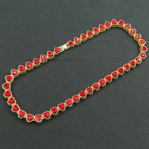 Personalized Men's Cool Hip-hop Red Peach Heart Splicing <b>Necklace</b> Tanjing Fashion Lijing <b>Necklace</b> - Product Image 3