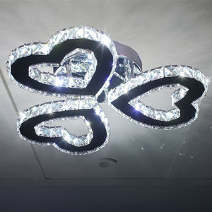 现代水晶吊灯3心环发光二极管嵌入式吸顶灯迷你铬吊灯客厅吸顶灯 - Product Image 1