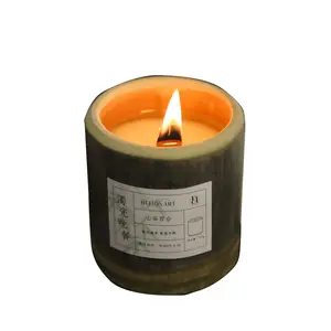2023 high quality wholesale handmade bamboo scented candle for resale home decoration