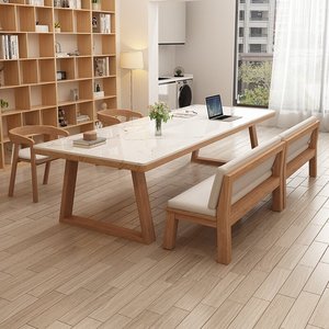 Craftsman's Pavilion Solid Wood Slab <b>Table</b> Rectangle 180Cm Multipurpose Indoor <b>Dining</b> <b>Table</b> Workstation Study <b>Desk</b> - Product Image 3