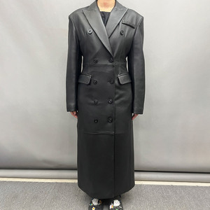 Cappotto <span class=keywords><strong>Trench</strong></span> in Vera <span class=keywords><strong>Pelle</strong></span> di Agnello per Donna Jancoco, Modello Oversize a Lunghezza Media con Cintura e Risvolto Classico - Product Image 6