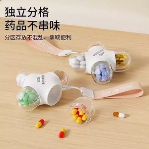 Four Compartment Pillbox Portable Transparent Medicine <b>Box</b> With Cover For Daily Use Personal Medication Storage - Product Image 1