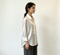 Chemise à manches longues en satin de soie respirant pour femme, style rétro élégant, chemisier ample de bureau sophistiqué