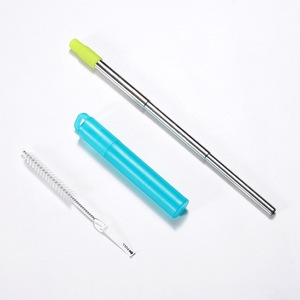 Juego de pajitas telescópicas de metal, pajitas plegables portátiles de acero inoxidable para beber para viajar con cepillo - Product Image 1