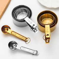Ensemble de tasses et cuillères à mesurer en acier inoxydable, 4 ou 8 pièces, outils de mesure pour la cuisine et la pâtisserie, combo tasse-cuillère, or naturel