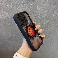 Coque de téléphone portable antichoc en TPU avec motif de basket-ball et design d'objectif en forme d'échelle pour iPhone 11 12 13 14 15 16 17 18 Pro Max