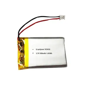 Li-polymer 303450 3.7V 500mAh baterai polimer isi ulang baterai lithium Ion polimer Lipo