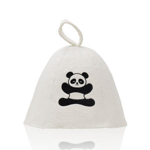 Chapeau de sauna en laine naturelle fait à la main unisexe-adultes gris blanc style chapeaux de sauna en laine - Product Image 2