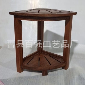 Estante de Almacenamiento de Esquina de Madera, Top 100, 30x30x42cm, Organizador de Baño de Doble Capa, Plegable, de Madera Maciza - Product Image 5