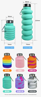 Bouteille d'eau pliable en silicone 500 ml, se transforme en tasse de voyage de 200 ml, idéale pour la randonnée et le camping, sans BPA