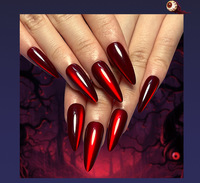 Faux ongles à presser longs pour Halloween, faits main, vente en gros, logo personnalisé, ABS, design 3D effrayant, luxe, 24 embouts, pour salon de manucure