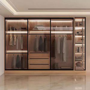<span class=keywords><strong>Armadio</strong></span> moderno con <span class=keywords><strong>specchio</strong></span> scorrevole e porte in vetro di lusso nero camera da letto <span class=keywords><strong>armadio</strong></span> personalizzabile - Product Image 2