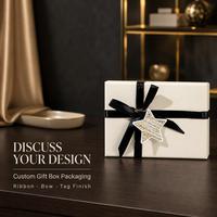 Boîte cadeau rigide personnalisée pour bijoux, cosmétiques, bougies, avec ruban noir, nœud et étiquette étoile pour la vente au détail