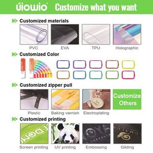 Bolsa de Maquillaje UIOWIO con Logotipo Personalizado, Accesorios de Regalo, Lazo de Cinta Azul Claro, Lazos Anchos, Diseño Transparente, Bolsa de Belleza - Product Image 2