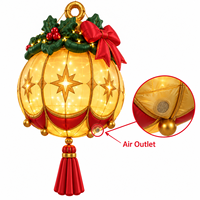 Boule de Noël gonflable avec pompon, boule décorative lumineuse à suspendre pour la terrasse extérieure, la cour, les fêtes et les décorations de vacances