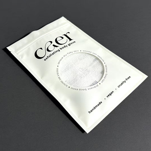 Custom Logo Printed Clear Window Resealable Plastic Stand Pouch For Bath Exfoliating Body Glove Skincare Product Packaging Bag - Product Image 3