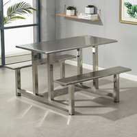 Ensembles de tables et chaises de restaurant modernes en acier inoxydable pour cantines, entrepôts et hôpitaux