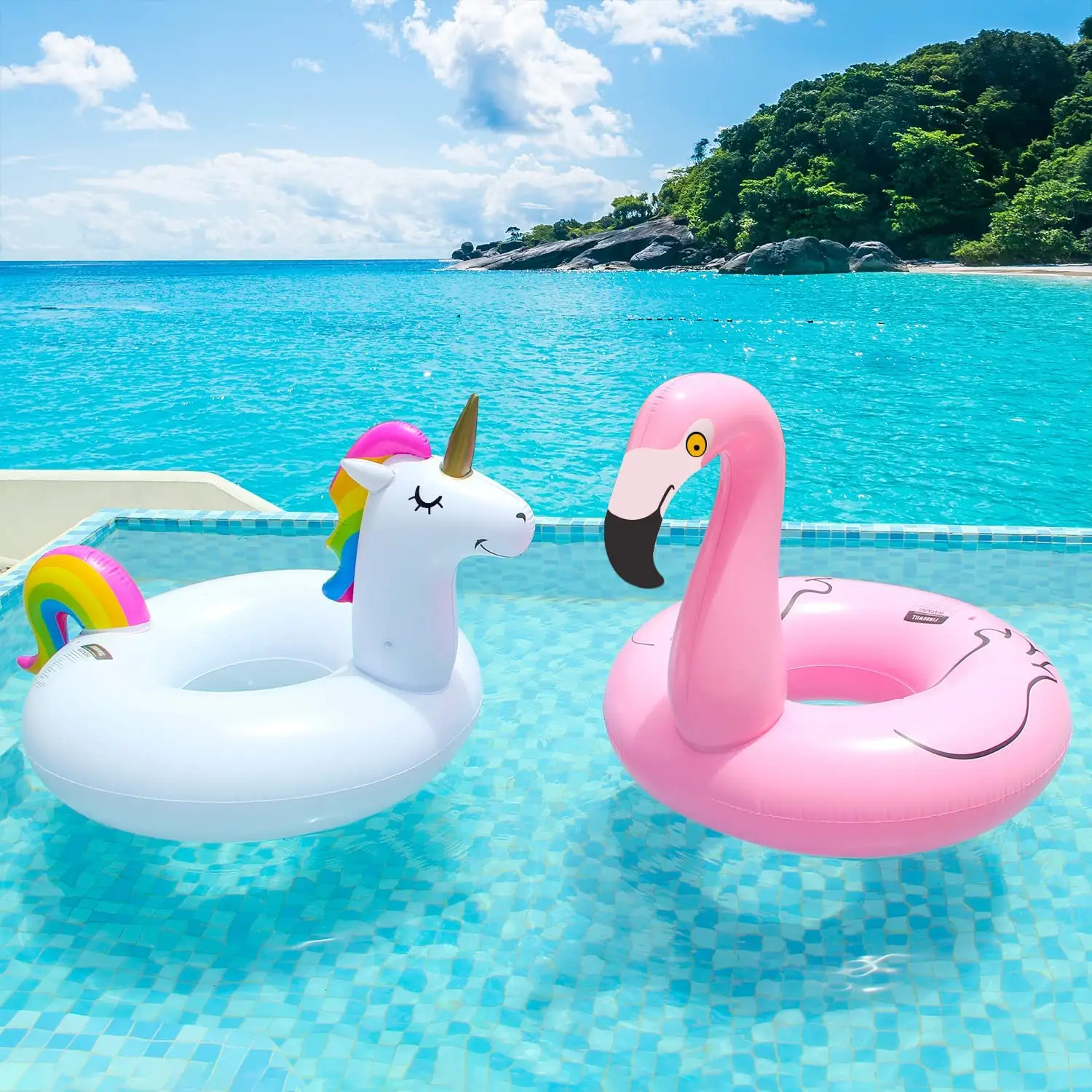 Adults Kids Inflatable Pool Floats Raft Lounge Flamingo Unicorn Swim Tube Rings for Lake and Beach Floaty Summer Toy