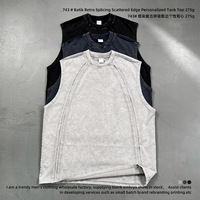 Kaos Rajut Tanpa Lengan Pria Trendy, Model Distressed, Bahan Tebal, Unisex, Katun Murni, Vintage, Tank Top Personalisasi