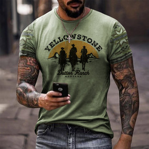 Camisetas de Verano 2024 Estilo Vaquero Occidental de Yellowstone para Hombre, Tallas Grandes, Cuello Redondo, Manga Corta, Estampado Digital con Letras - Product Image 2
