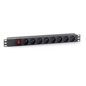 Regleta de alimentación para rack de 19 pulgadas 1U con 8 tomas e interruptor, ideal para organizar y proteger equipos eléctricos. * - Product Image 1