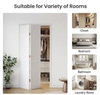 Portes pliantes à 3 panneaux en placage blanc massif avec isolation phonique et thermique pour chambre, villa, maison, intérieur