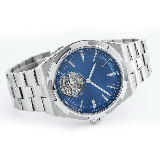 Stylish Blue Dial High End Tourbillon Movement Luminescent Stainless Steel Sapphire Crystal 3BAR Water Resistant Luxurious