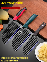 Usine 304 acier froissé Cutter garniture couteau noir antiadhésif vagues hachoir couteau et légumes frites trancheuse