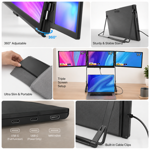 Écran portable triple pliable FHD IPS pour ordinateur portable, extension d'écran pour le travail à distance et le bureau - Product Image 2