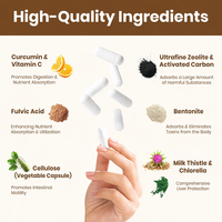Capsules Détox Zéolite Clinoptilolite Ultra Fine Charbon Actif Bentonite Chardon Marie Chlorelle Foie Intestin Santé Complément