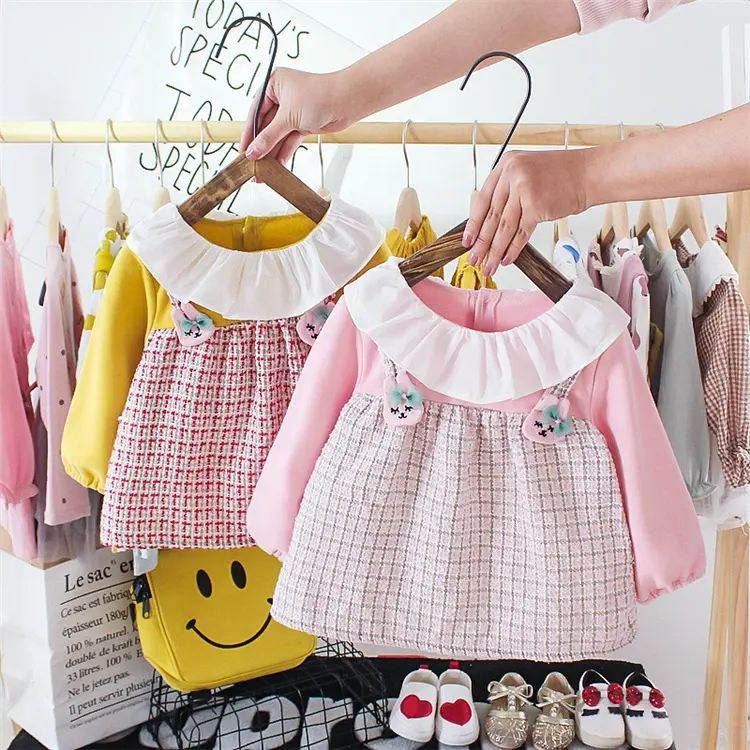 가을 아이 옷 긴 소매 면 아기 소녀 우연한 복장 아기 frock 디자인