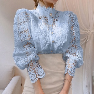 Camisas de Manga Abullonada para Mujer, Blusas de Encaje Bordado Estilo Lolita, Túnica Victoriana, Blusas Elegantes de Estilo Renacentista, Camisa de Manga Larga - Product Image 2